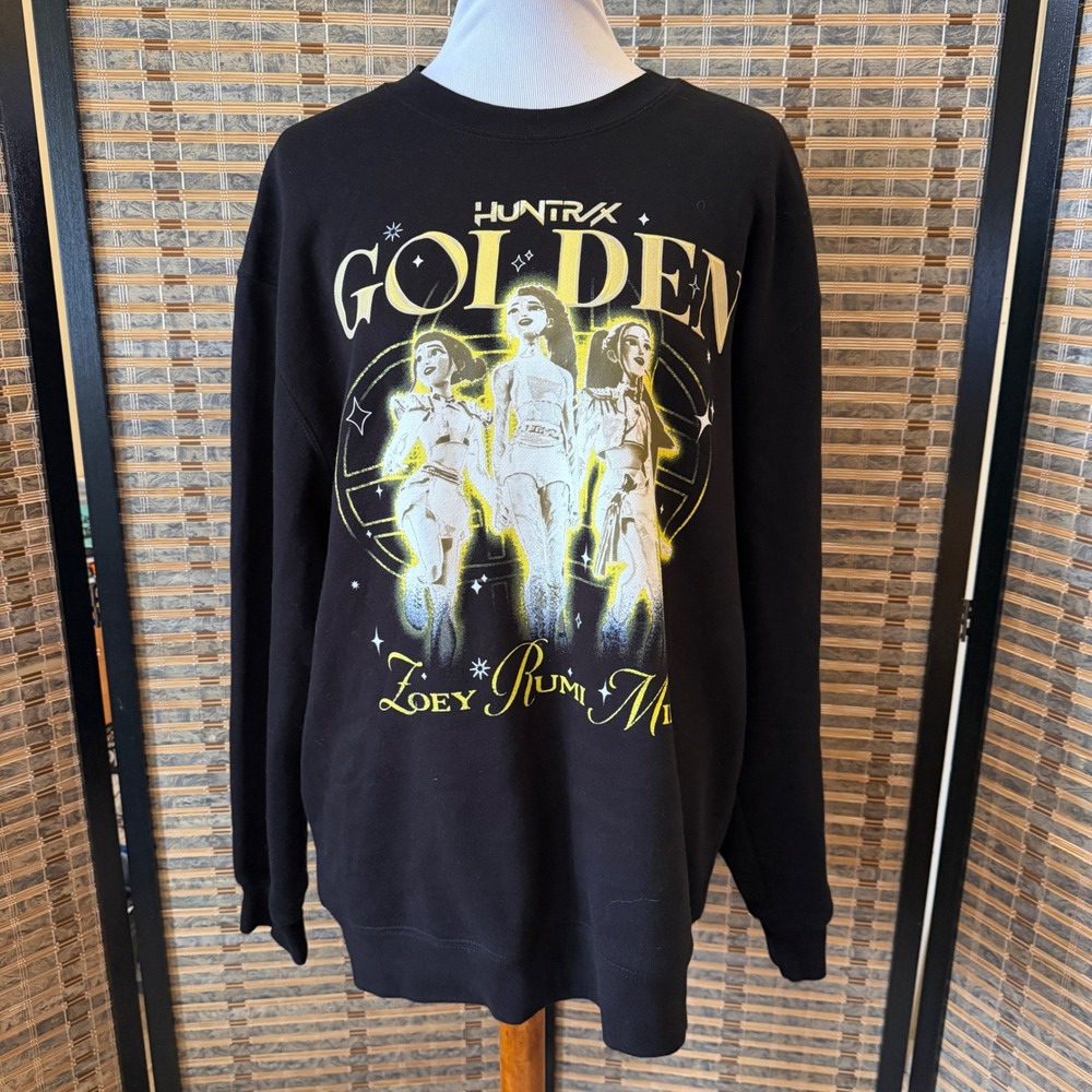 Netflix K-Pop Demon Hunters Sweatshirt Women XL Black Huntress Golden Graphic